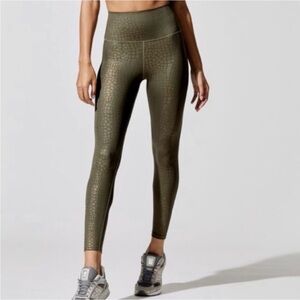 Carbon38 Olive Crocodile Foil High Waist 7/8 Leggings Size XS NWOT